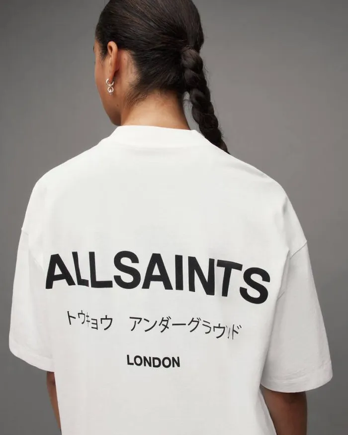 Underground Oversized Crew TShirt Ashen White Women AllSaints TShirts