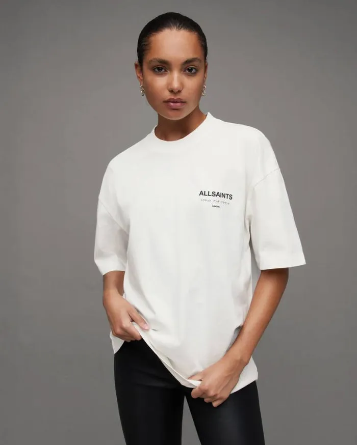 Underground Oversized Crew TShirt Ashen White Women AllSaints TShirts