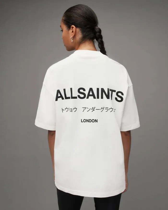 Underground Oversized Crew TShirt Ashen White Women AllSaints TShirts