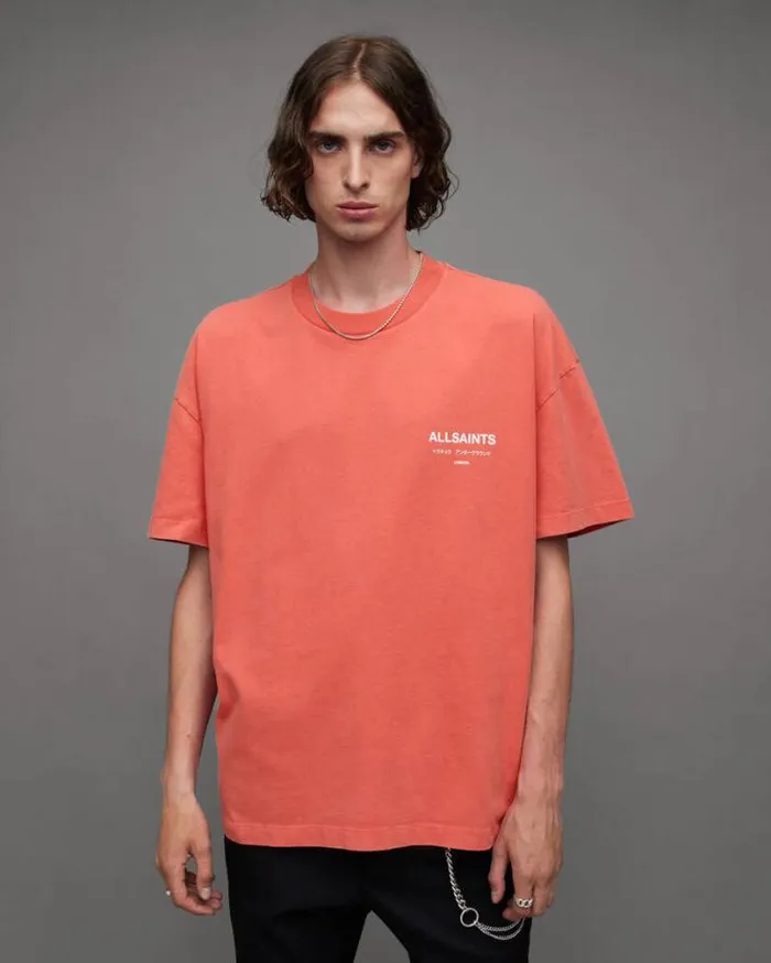 Underground Oversized Crew TShirt Ruby Redcala Whte Men AllSaints TShirts