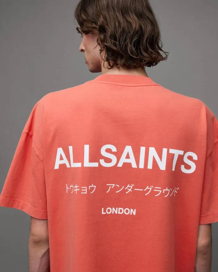 Underground Oversized Crew TShirt Ruby Redcala Whte Men AllSaints TShirts