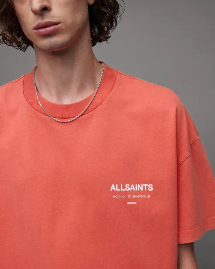 Underground Oversized Crew TShirt Ruby Redcala Whte Men AllSaints TShirts