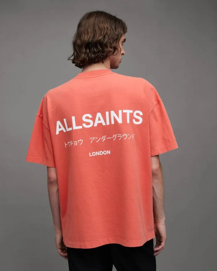 Underground Oversized Crew TShirt Ruby Redcala Whte Men AllSaints TShirts
