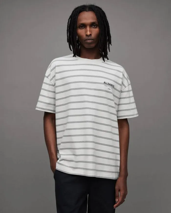 Underground Oversized Stripe TShirt Speckle Grygrey Men AllSaints TShirts