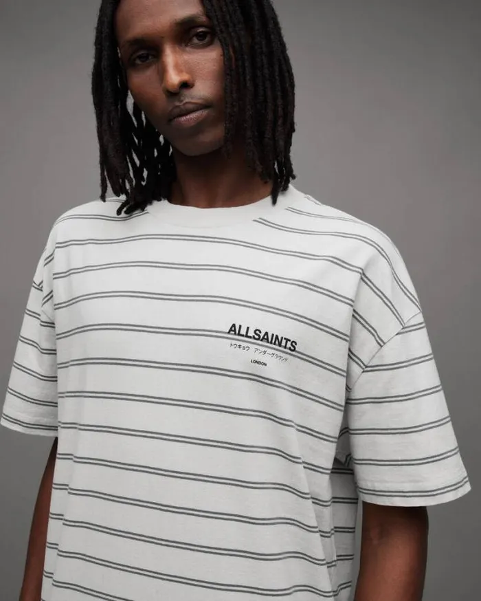 Underground Oversized Stripe TShirt Speckle Grygrey Men AllSaints TShirts