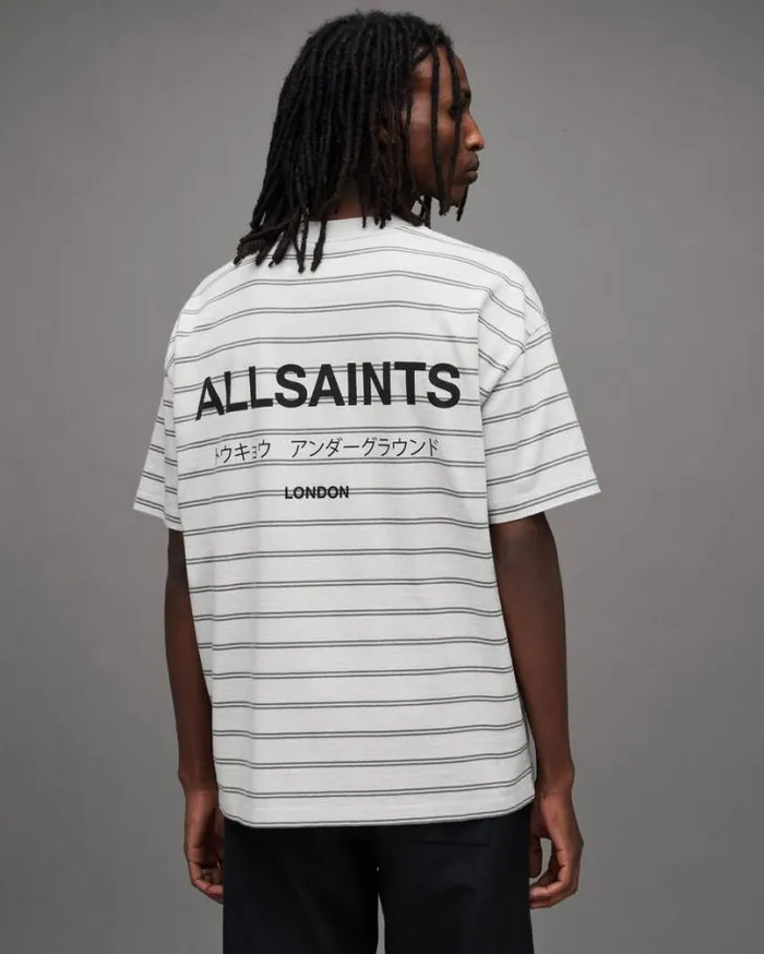 Underground Oversized Stripe TShirt Speckle Grygrey Men AllSaints TShirts