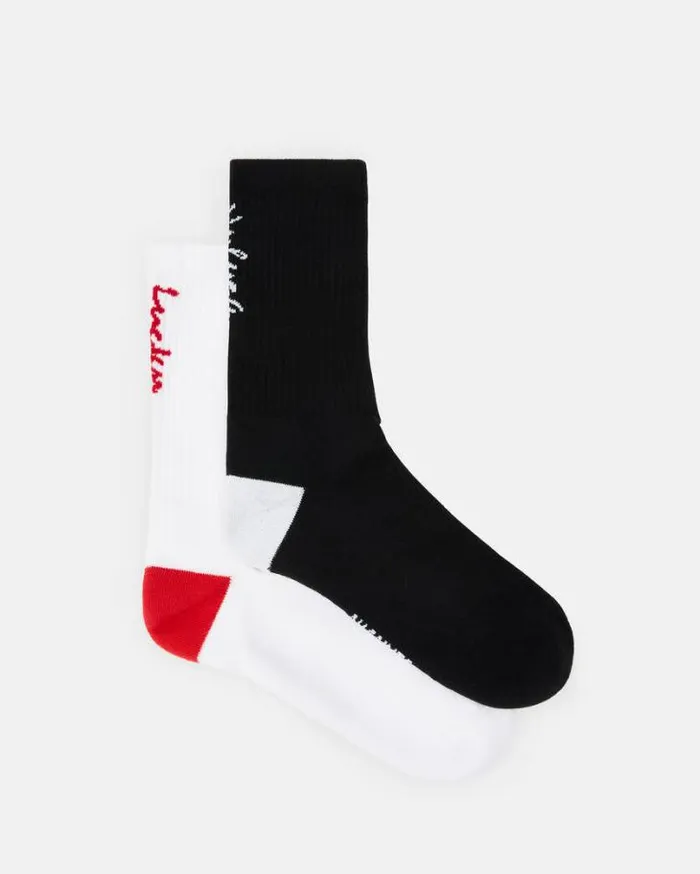 Unlucky Lucky Socks 2 Pack Whiteblackred Men AllSaints Underwear and Socks