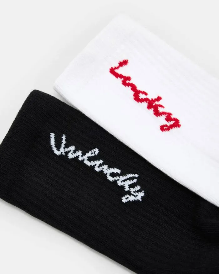 Unlucky Lucky Socks 2 Pack Whiteblackred Men AllSaints Underwear and Socks