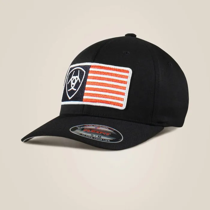Usa Flag Patch Shield Cap Black Men Ariat Hats and Caps