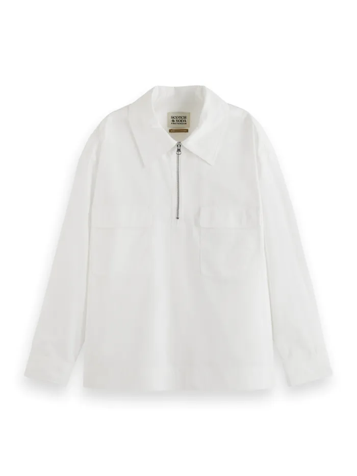 UTILITY SHIRT WITH ZIP White Women Scotch and Soda Sweatshirts and Hoodies