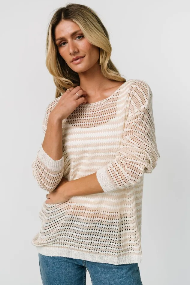 Valissa Open Knit Top White Sand Women Baltic Born Sweaters Valissa Open Knit Top White Sand Women Baltic Born Sweaters