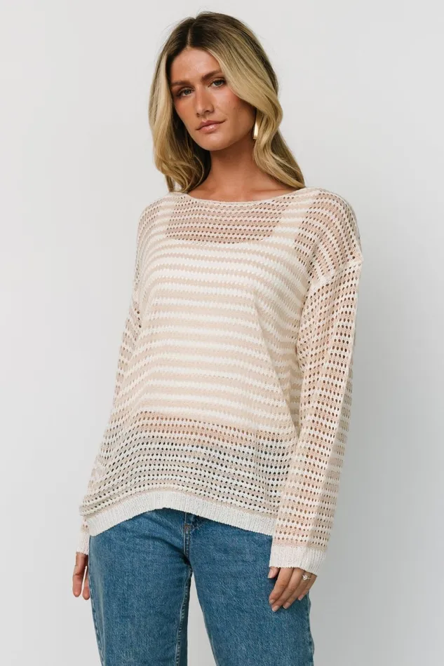 Valissa Open Knit Top White Sand Women Baltic Born Sweaters Valissa Open Knit Top White Sand Women Baltic Born Sweaters
