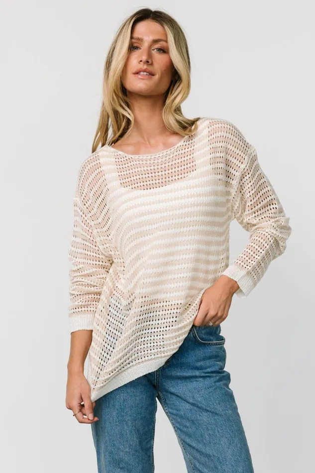 Valissa Open Knit Top White Sand Women Baltic Born Sweaters Valissa Open Knit Top White Sand Women Baltic Born Sweaters