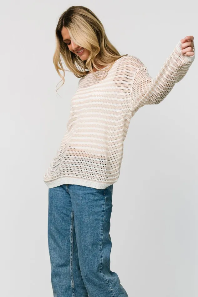 Valissa Open Knit Top White Sand Women Baltic Born Sweaters Valissa Open Knit Top White Sand Women Baltic Born Sweaters