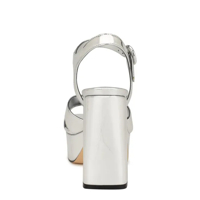 Vallen Strappy Platform Sandals Silver Women Nine West Heeled Vallen Strappy Platform Sandals Silver Women Nine West Heeled