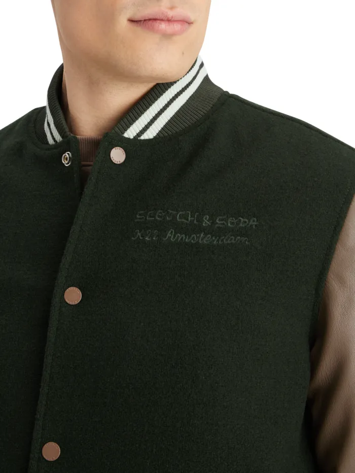 Varsity Jacket Heritage Green Men Scotch and Soda Jackets and Coats