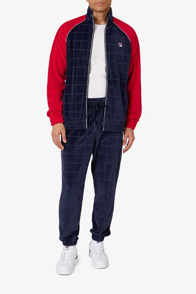 Velour Sets Men Fila Ivy League Velour Track Pant 431 Fila Navyfila Red