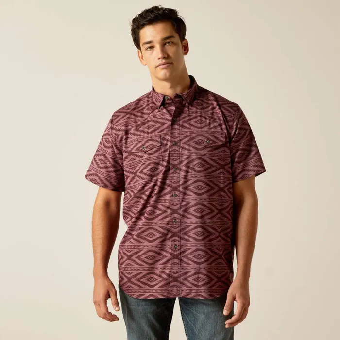 VentTEK Western Fitted Shirt Dark Redwood Men Ariat Button Down Shirts
