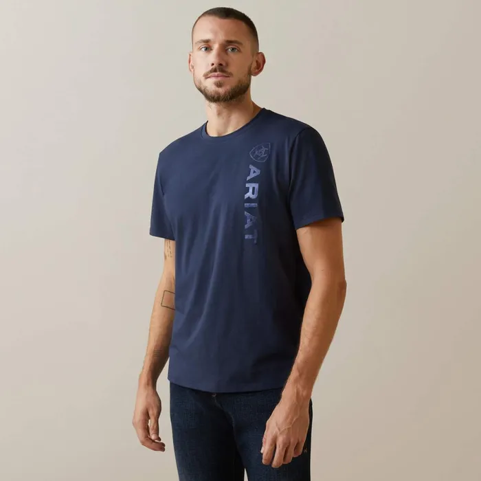 Vertical Logo TShirt Navy Men Ariat TShirts and Polos