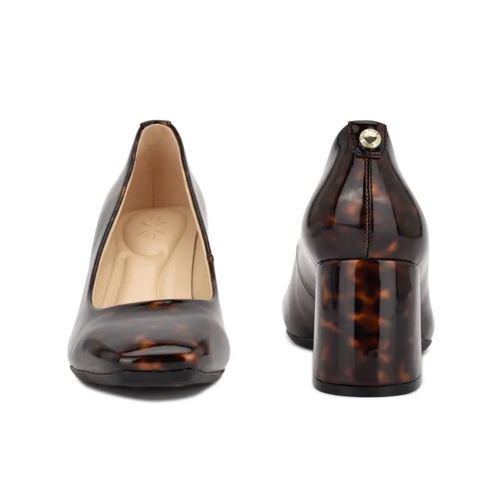 Vibe 92159 Block Heel Pumps Brown Tortoise Women Nine West Pumps
