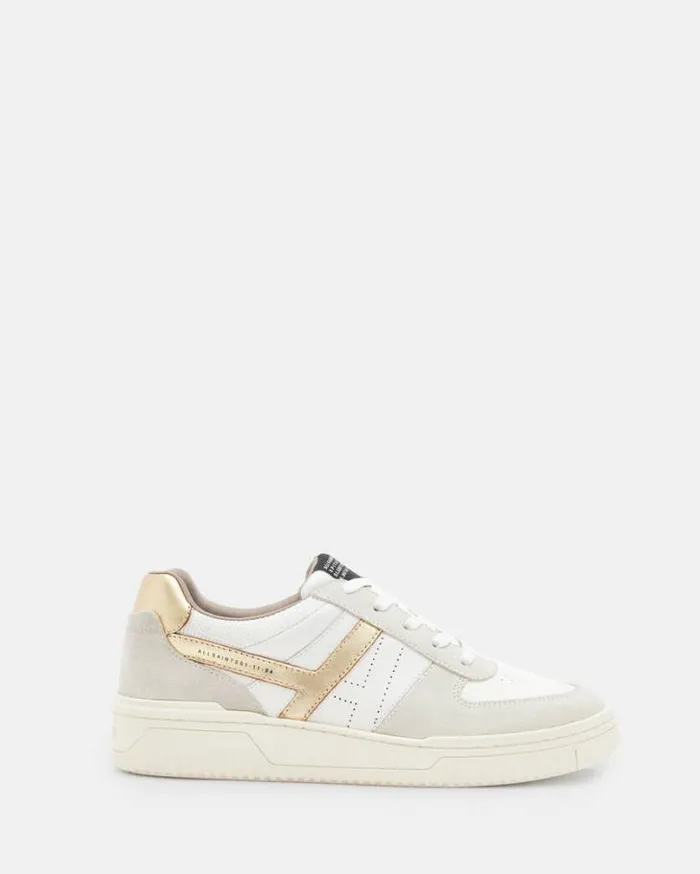 Vix Suede Low Top Sneakers Whitegold Women AllSaints Shoes and Boots