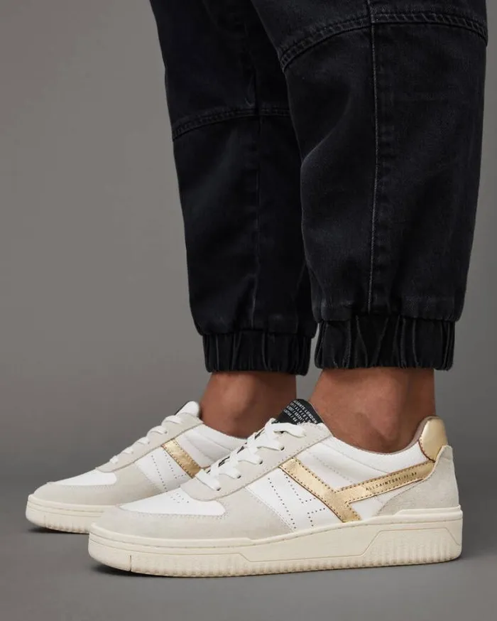 Vix Suede Low Top Sneakers Whitegold Women AllSaints Shoes and Boots