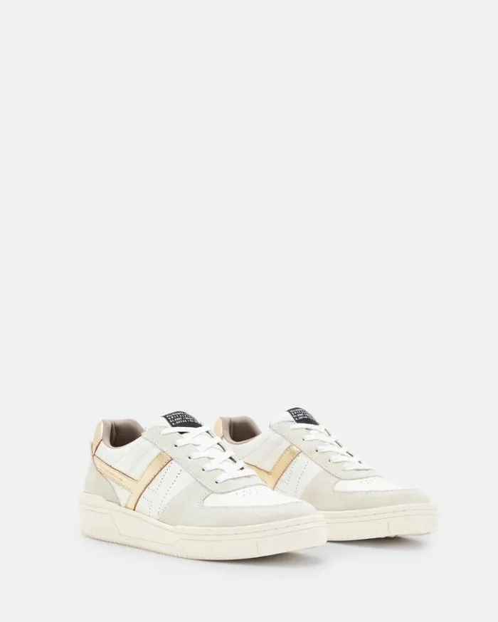 Vix Suede Low Top Sneakers Whitegold Women AllSaints Shoes and Boots
