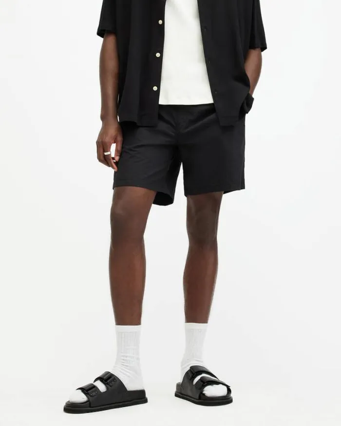 Warden Elastic Waist Ramskull Swimshorts Jet Black Men AllSaints Swimwear and Beachwear Warden Elastic Waist Ramskull Swimshorts Jet Black Men AllSaints Swimwear and Beachwear