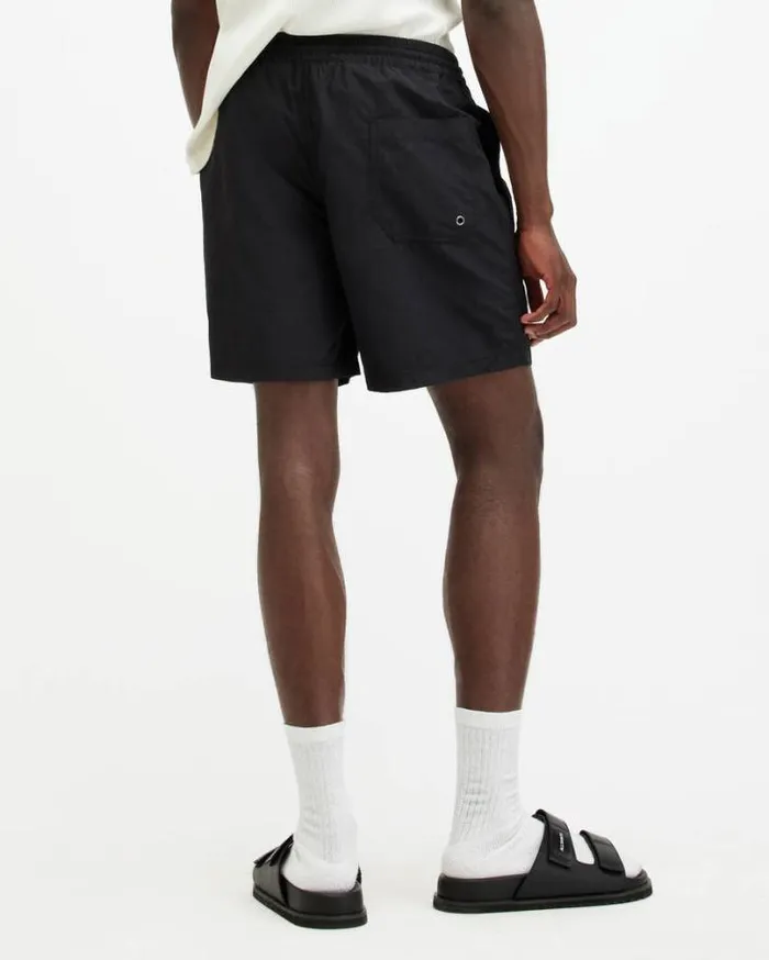 Warden Elastic Waist Ramskull Swimshorts Jet Black Men AllSaints Swimwear and Beachwear Warden Elastic Waist Ramskull Swimshorts Jet Black Men AllSaints Swimwear and Beachwear