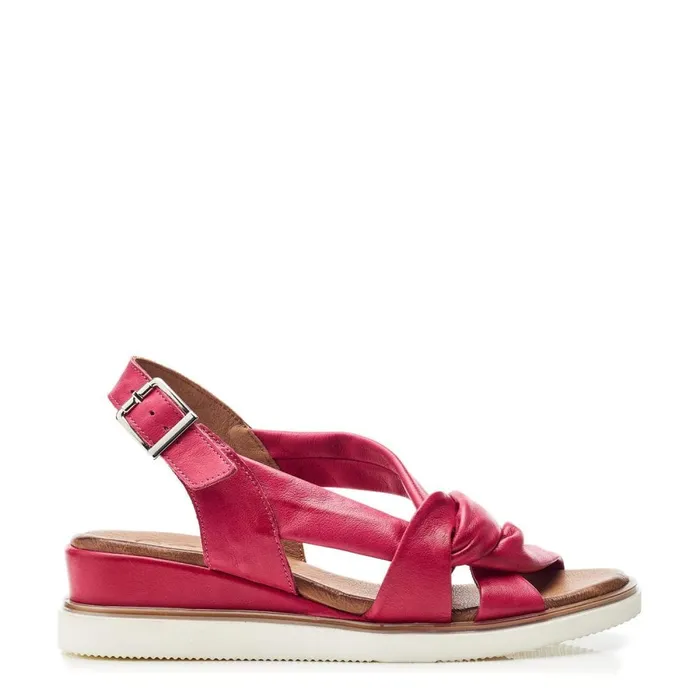 Wedge Sandals Women Moda In Pelle Fradel Raspberry Leather