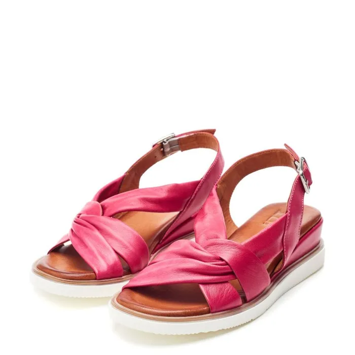 Wedge Sandals Women Moda In Pelle Fradel Raspberry Leather