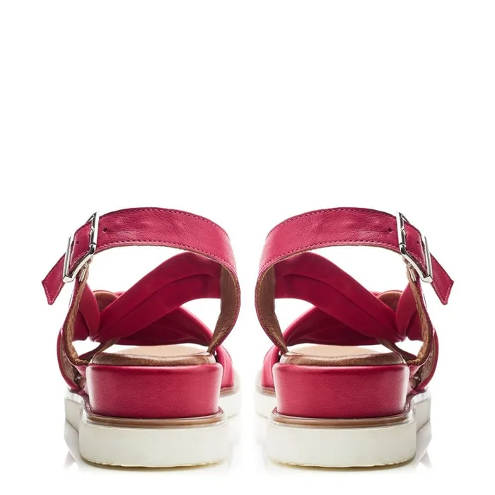 Wedge Sandals Women Moda In Pelle Fradel Raspberry Leather