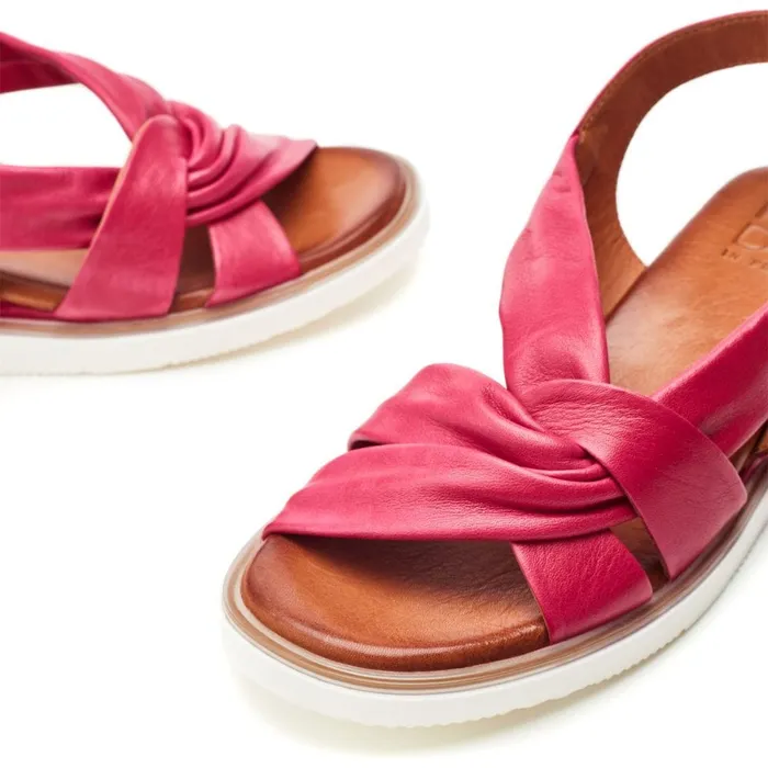 Wedge Sandals Women Moda In Pelle Fradel Raspberry Leather