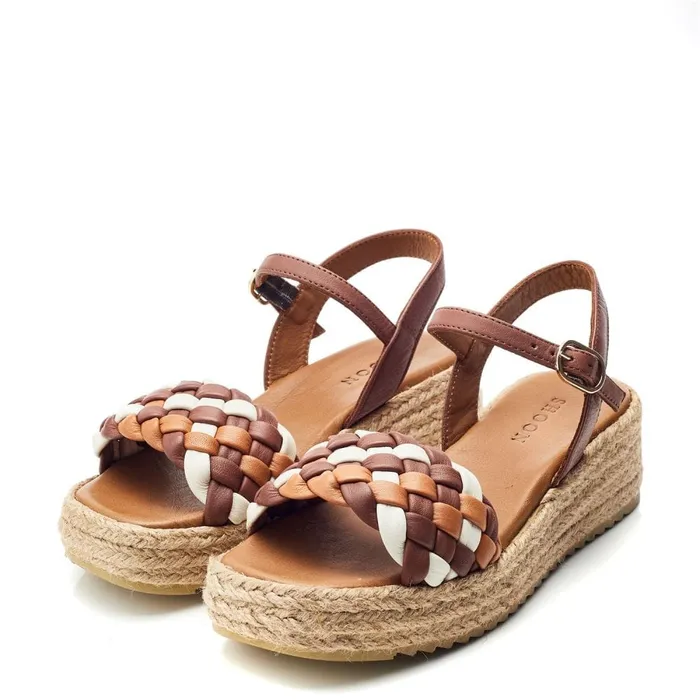 Wedge Sandals Women Moda In Pelle Shoon Sh Adrienne Off White Leather