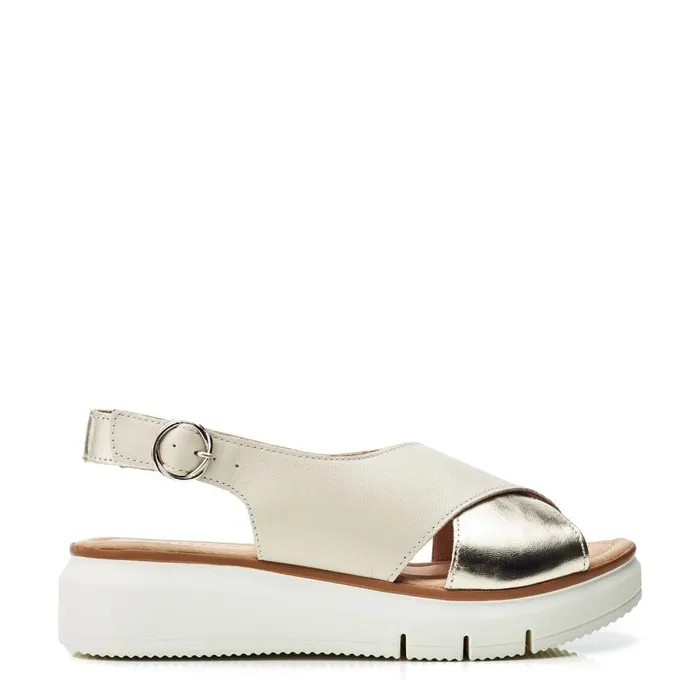 Wedge Sandals Women Moda In Pelle Shoon Sh Rebel Beige Leather