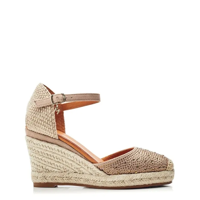 Wedge Sandals Women Moda In Pelle Willo Taupe Alcantara