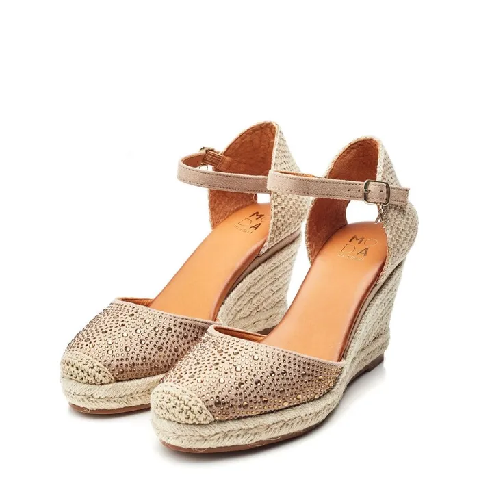 Wedge Sandals Women Moda In Pelle Willo Taupe Alcantara
