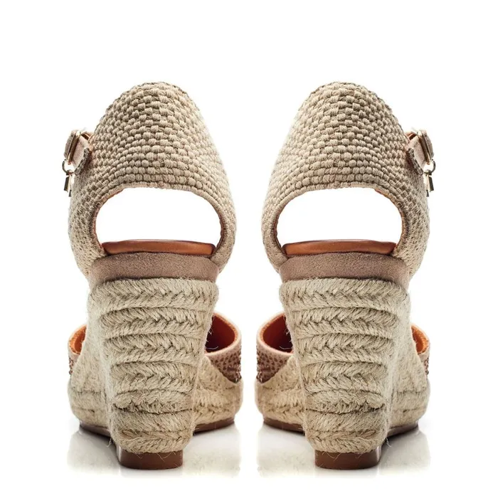 Wedge Sandals Women Moda In Pelle Willo Taupe Alcantara
