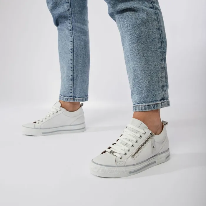 Wedge Trainers Women Moda In Pelle Brayleigh White 8211 Silver Leather