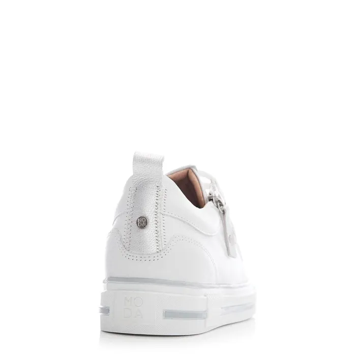 Wedge Trainers Women Moda In Pelle Brayleigh White 8211 Silver Leather