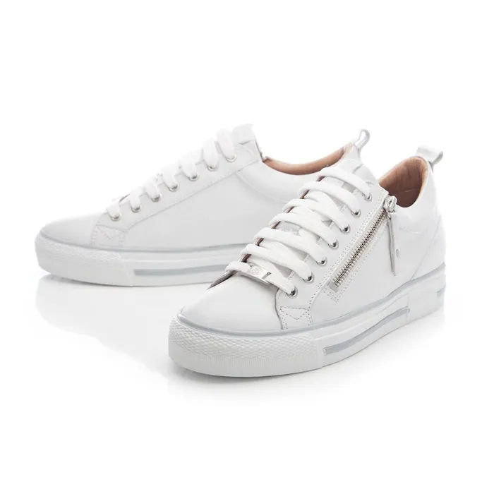 Wedge Trainers Women Moda In Pelle Brayleigh White 8211 Silver Leather