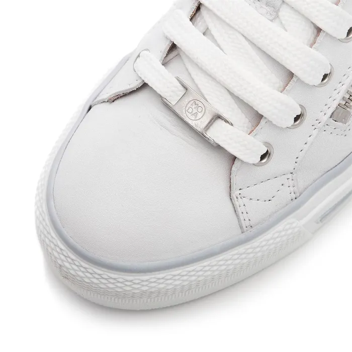 Wedge Trainers Women Moda In Pelle Brayleigh White 8211 Silver Leather