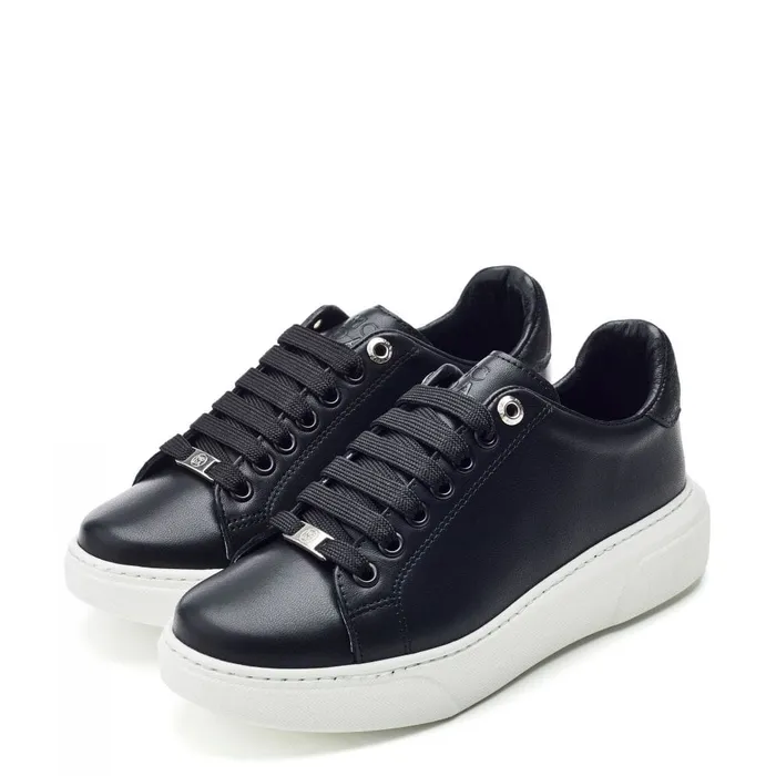Wedge Trainers Women Moda In Pelle Brynn Black Leather