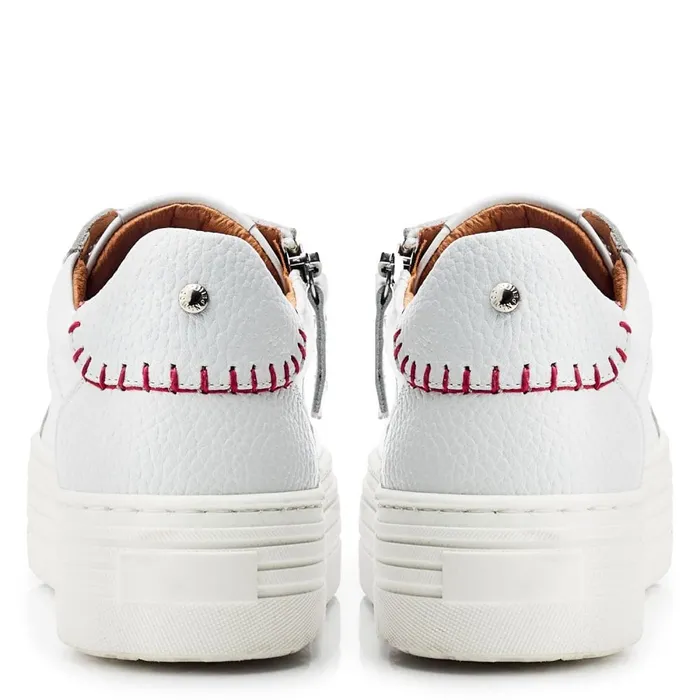 White Trainers Women Moda In Pelle Beaman White Pink Leather