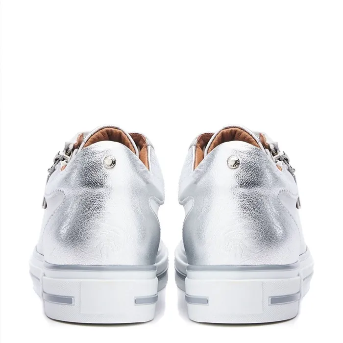White Trainers Women Moda In Pelle Bramleigh White 8211 Silver Leather