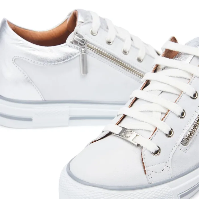 White Trainers Women Moda In Pelle Bramleigh White 8211 Silver Leather