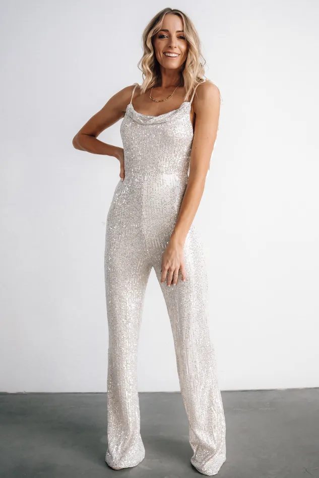 Willett Sequin Jumpsuit Cream Women Baltic Born Bridal