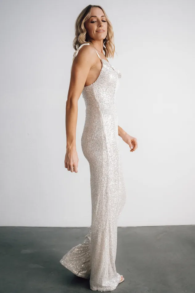 Willett Sequin Jumpsuit Cream Women Baltic Born Bridal