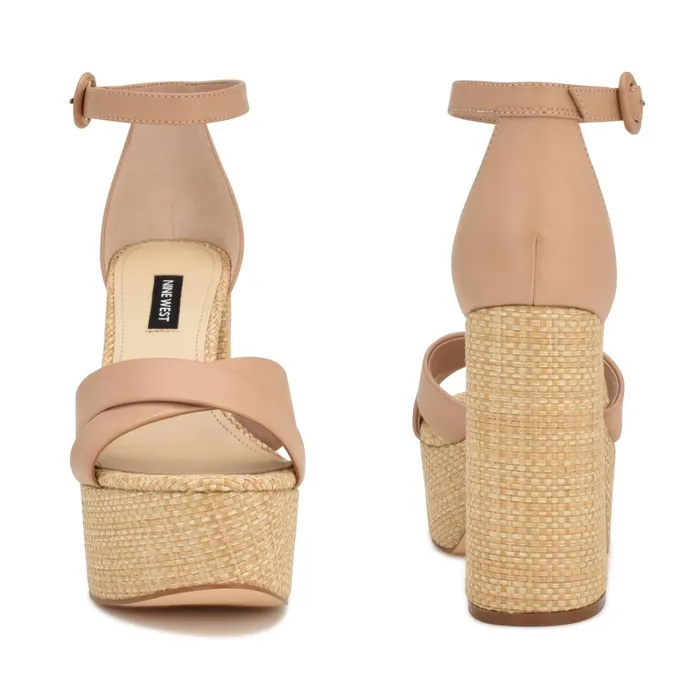 Willie Platform Sandals Barely Nude Raffia Women Nine West Platforms Willie Platform Sandals Barely Nude Raffia Women Nine West Platforms