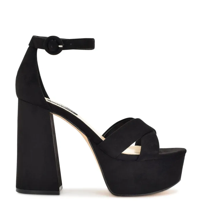 Willie Platform Sandals Black Suede Women Nine West Platforms